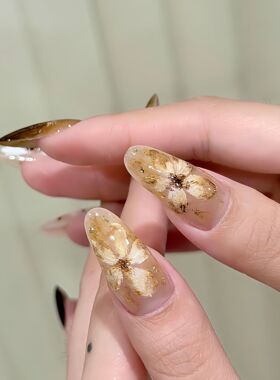 琥珀晕染秋日美拉德纯手工穿戴甲