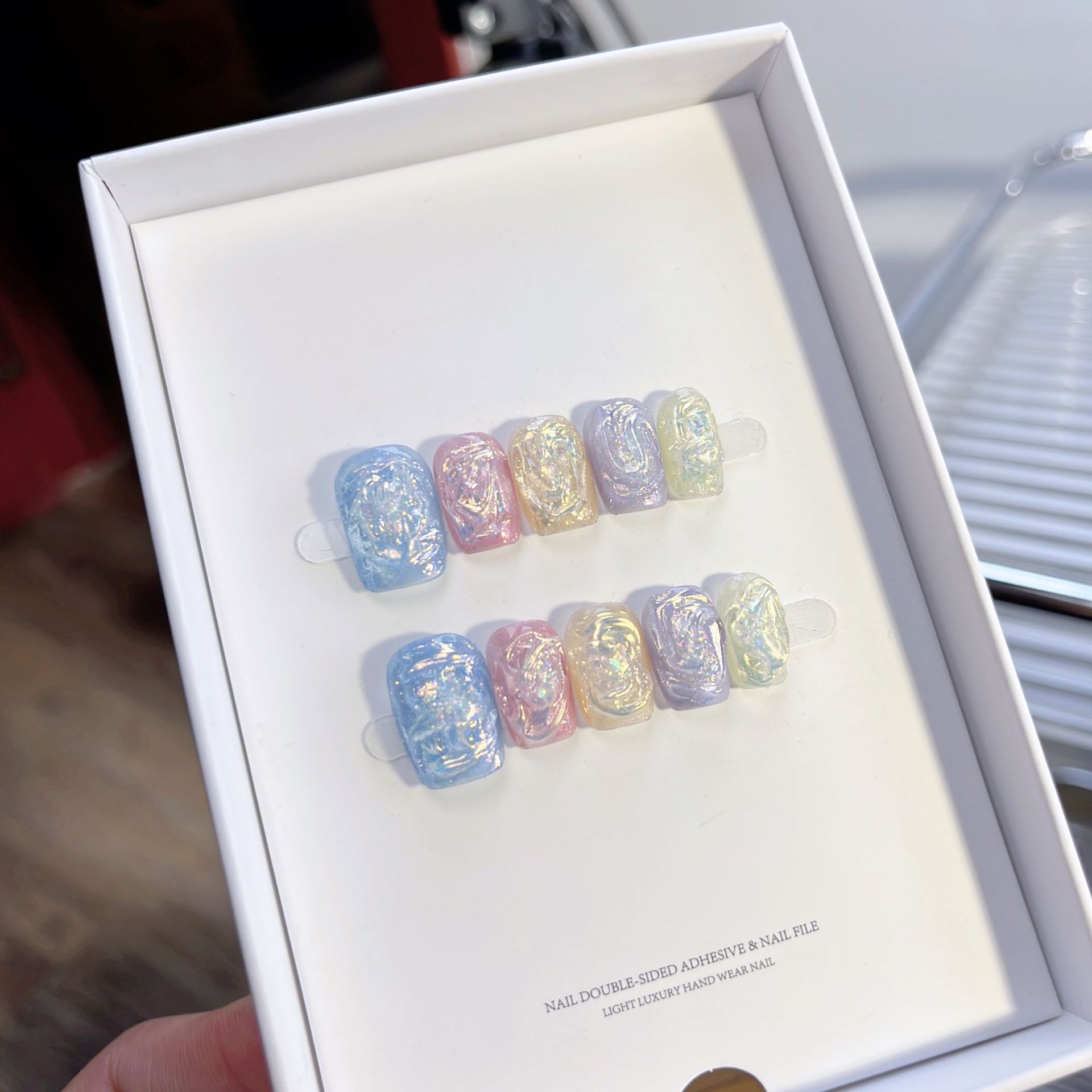 夏日海浪莫奈花园纯手工穿戴甲