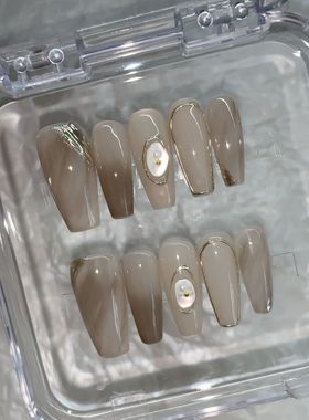 ins冰透高级感巴洛克魔镜粉猫眼灰色晕染渐变小众显白手工穿戴甲