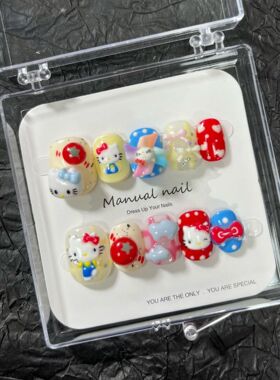 饰品会转新款软妹多巴胺纯手工穿戴甲甜美可爱显白HelloKitty风车