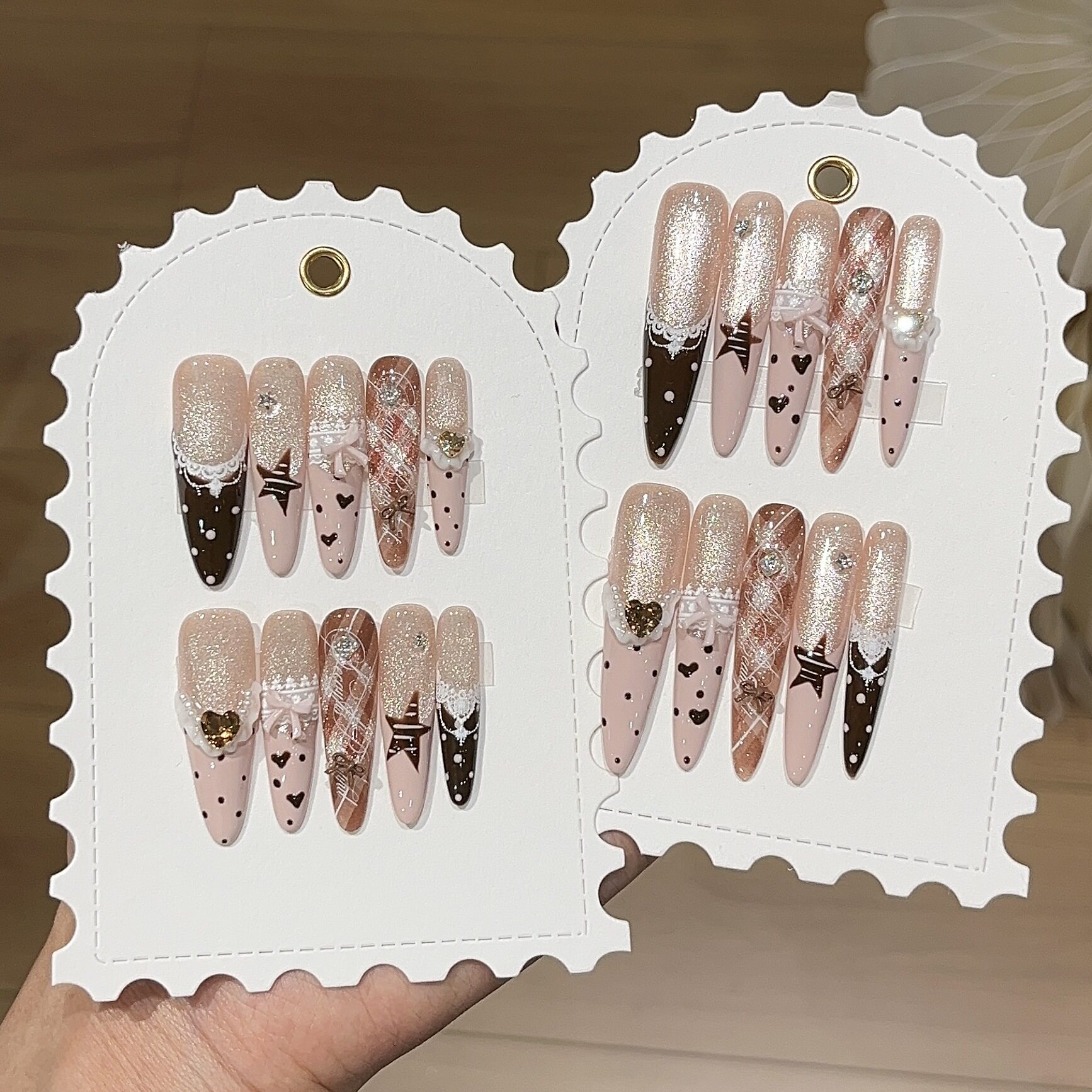 蕾丝甜心波点甜妹手工穿戴甲