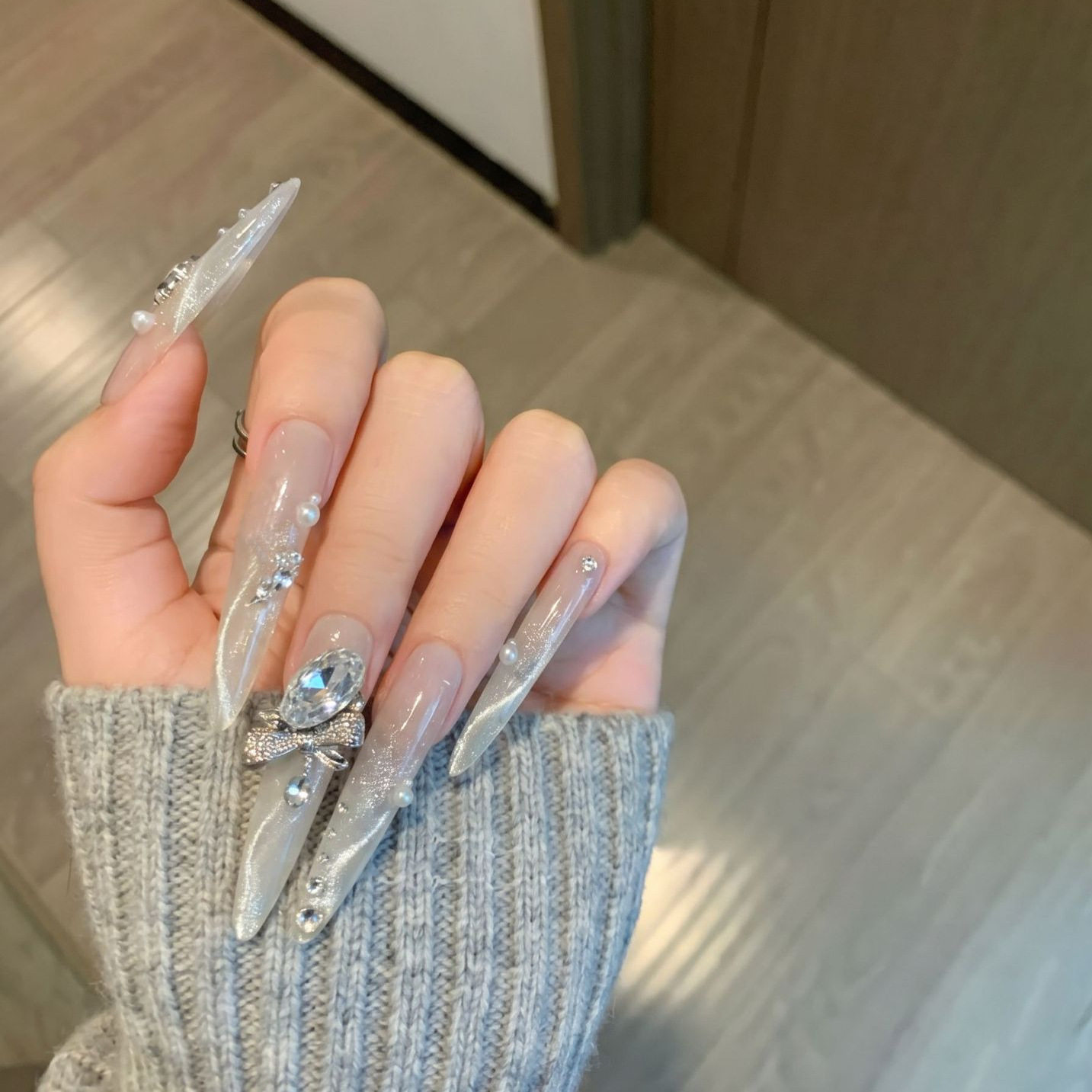黛瑞森法式猫眼K9钻显白穿戴甲