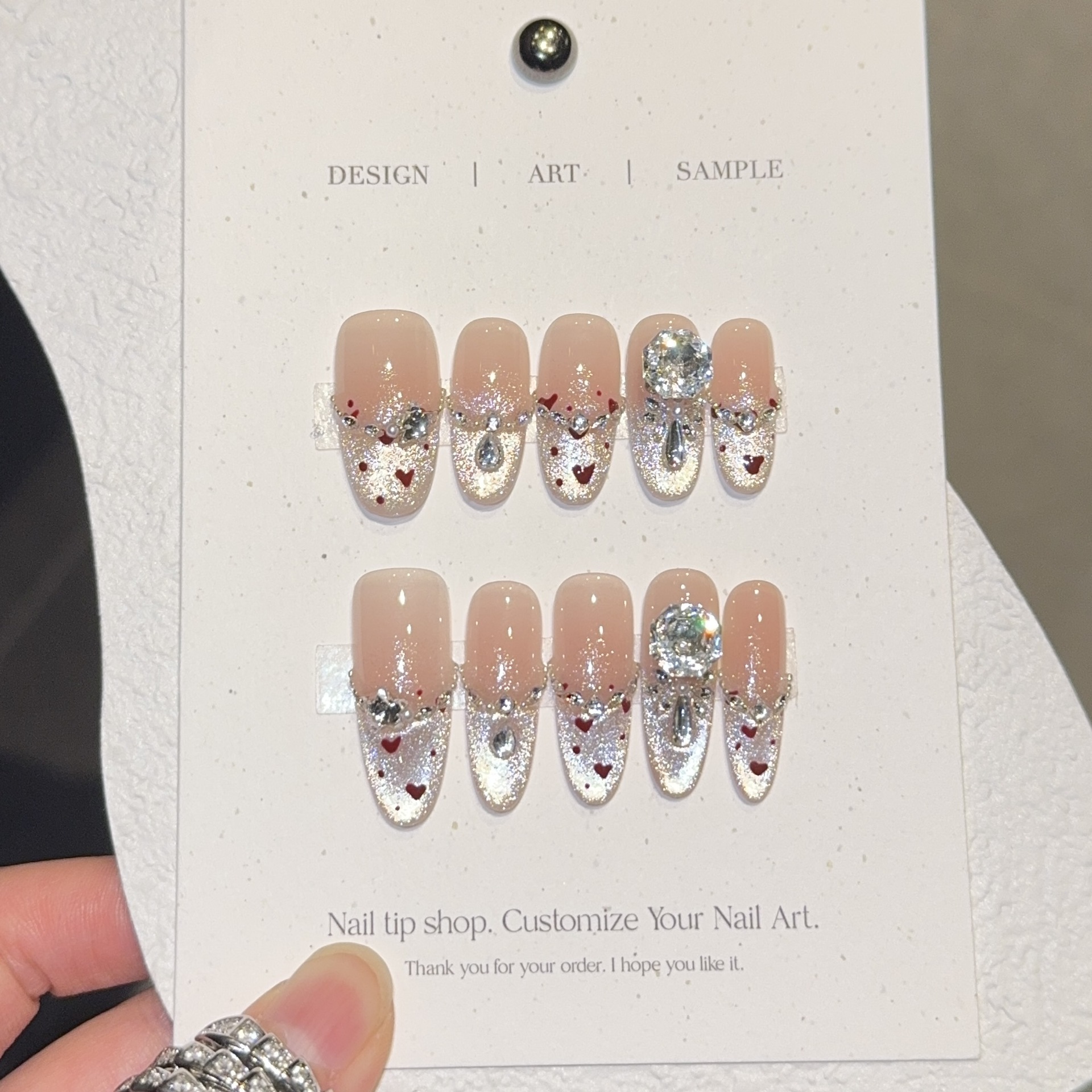 纯手工美甲白色法式穿戴甲