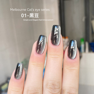 绿色墨尔本晶石猫眼指甲油胶2024网红流行冰透超闪黑灰色琉璃美甲