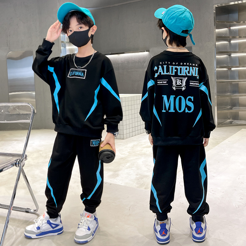 男童秋装套装卫衣儿童秋冬款运动服帅气加绒男孩2023新款洋气童装