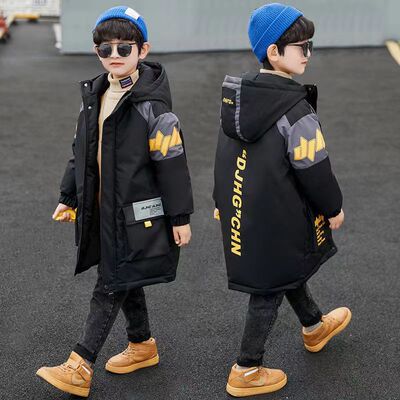 男童棉衣中长款2025洋气韩版加绒