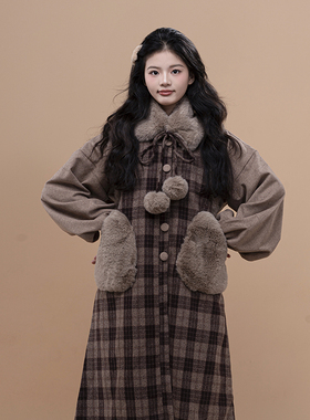 初潋月汉服加厚夹棉圆领比甲汉元素短衫加厚松紧A字裙秋冬新中式