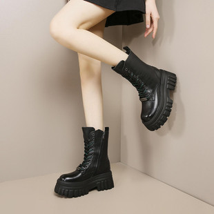 【多个款式可选】头层牛皮马丁靴女鞋百搭真皮厚底中筒女靴清仓