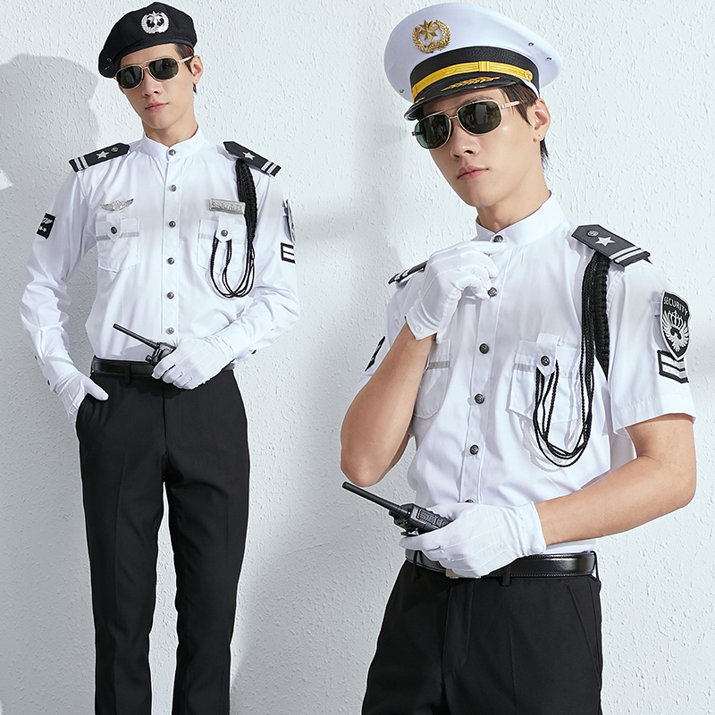 保安服制服春夏装白色立领衬衫安保工作服套装男物业形象岗礼宾服