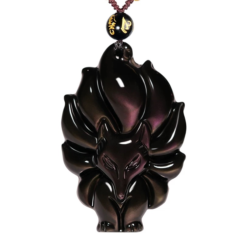 转运黑曜石金曜石九尾狐狸吊坠女