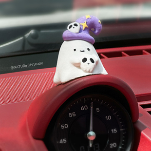 原创小幽灵可爱鬼保时捷911罗盘仪表盘装饰汽车摆件帕拉梅拉卡宴
