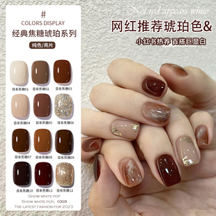 焦糖色指甲油胶2026年新款春夏流行琥珀色美拉德美甲胶甲油店专用