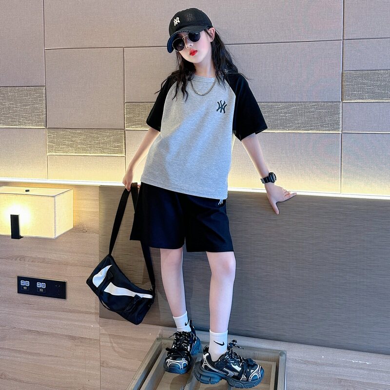 女童夏套装2025新款女孩夏季潮酷穿搭儿童夏装洋气时髦运动两件套