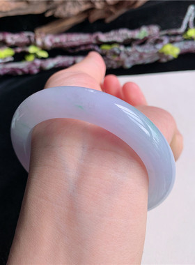6月新品 鸿玉翡翠56圈口冰糯种紫罗兰正圈玉手镯女款正品37F70623