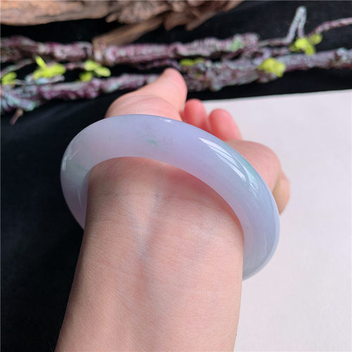 6月新品 鸿玉翡翠56圈口冰糯种紫罗兰正圈玉手镯女款正品37F70623