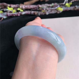 6月新品 鸿玉翡翠56圈口冰糯种紫罗兰正圈玉手镯女款正品7M10613