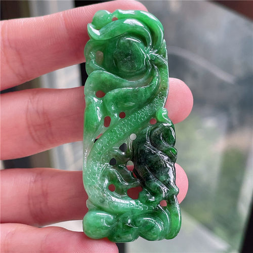 8月新品 鸿玉翡翠冰糯种飘绿花花开富贵精美吊坠 正品A货 HY8329
