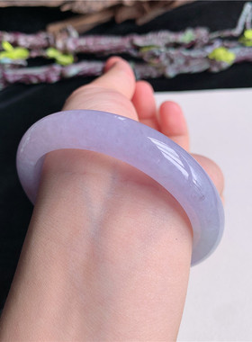7月新品 鸿玉翡翠56圈口冰种紫罗兰正圈玉手镯女款正品7W20706