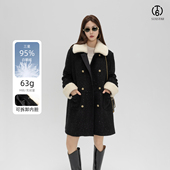 T6小香风95白鹅绒羽绒服可拆卸女中长款 黑色毛领外套 R25D276W