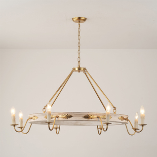 饰客厅餐厅大气吊灯乡村风格 别墅民宿酒店艺术灯具 复古木艺装 美式