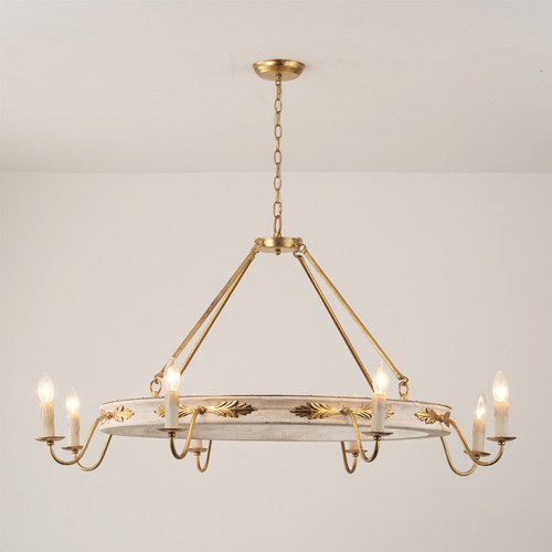 乡村风格蜡烛装饰实木吊灯