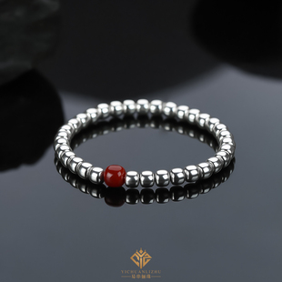 足银999老型手串鸿运当头实心银珠亮面款情侣手链男女文玩手串珠