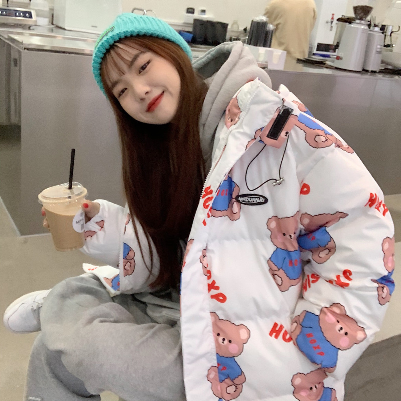 Real price real shot Japanese cute hooded bear cotton padded jacket
