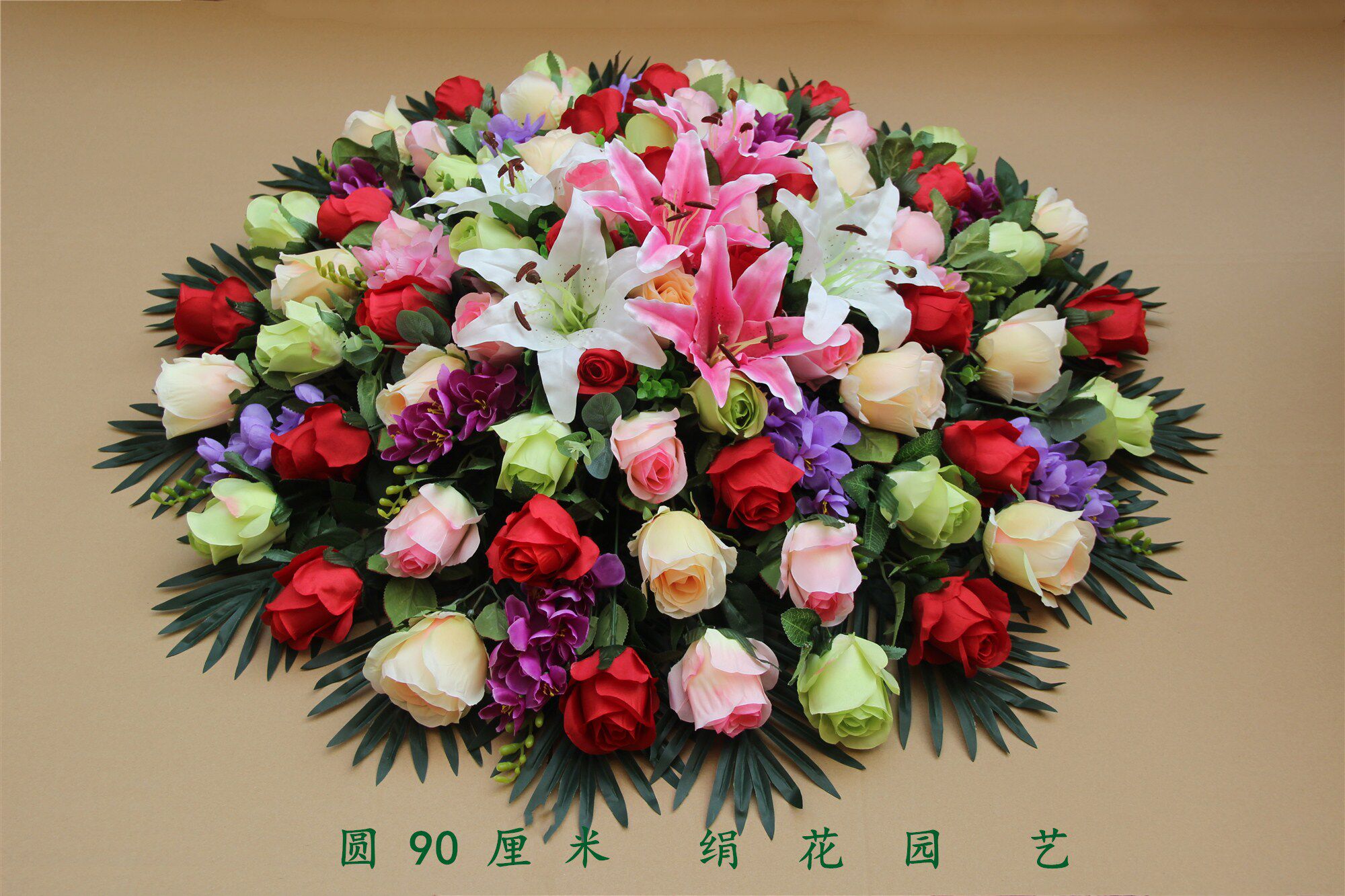 酒店新款绢花园艺圆桌中间装饰花圆形假花餐厅电动桌摆花仿真台花