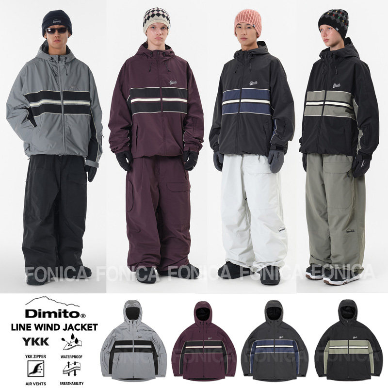2526DIMITO韩国滑雪服衣连帽开衫男女款单板双板防水反光银色紫色
