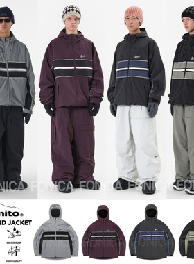 2526DIMITO韩国滑雪服衣连帽开衫男女款单板双板防水反光银色紫色