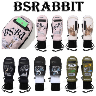 兔子房卡拉链 2526BSRABBIT韩国滑雪手套分指保暖加棉防水寒男女款