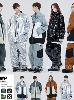 2526ROMP韩国滑雪服衣男女款单板双板防水连帽开衫套装灰色绿色