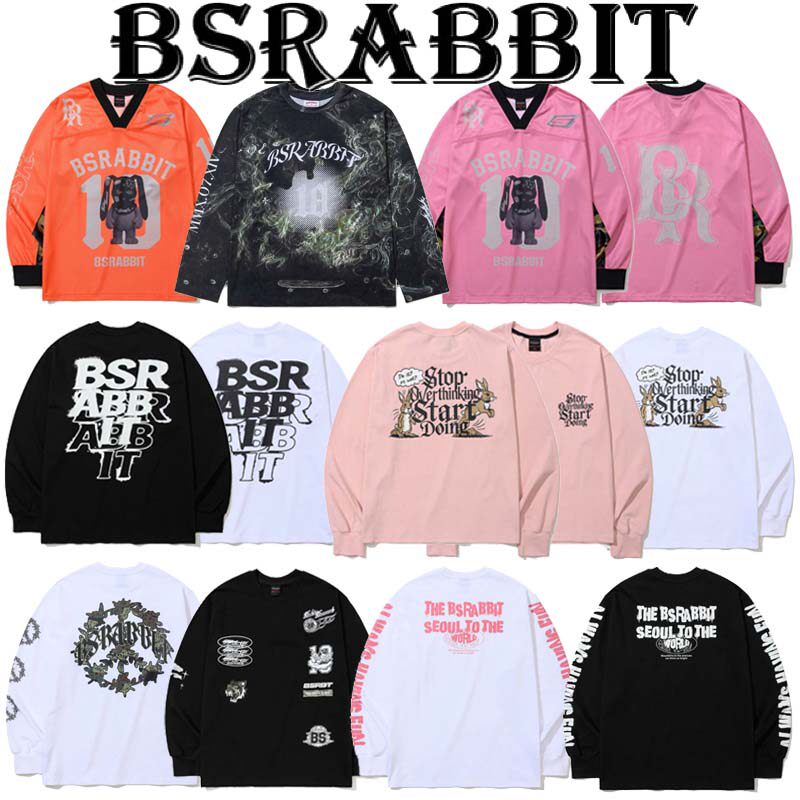 25BSRABBIT韩国滑雪套头卫衣休闲圆领打底衫男女单板兔子白色字母