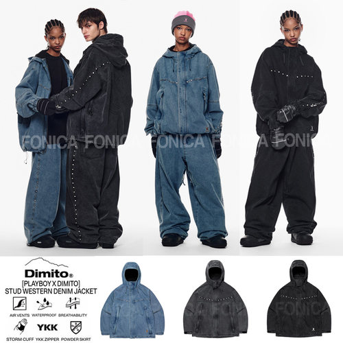 DIMITO韩国滑雪服PLAYBOY牛仔