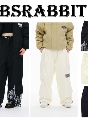 2526BSRABBIT韩国滑雪裤防水休闲宽松肥大男女款单板黑色乳白色