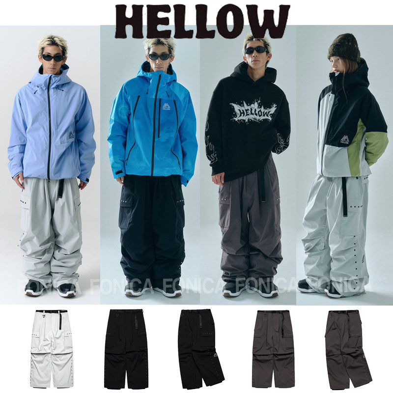 2526HELLOW韩国滑雪裤防水透气男女款宽松肥大休闲单板灰色乳白色