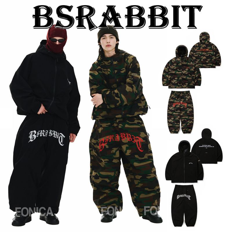 BSRABBIT韩国滑雪服防水迷彩军绿