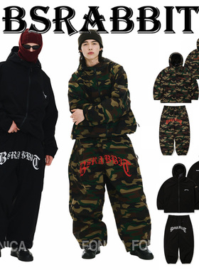 2526BSRABBIT韩国滑雪服防水衣男女款单板双板拉链连帽迷彩军绿色