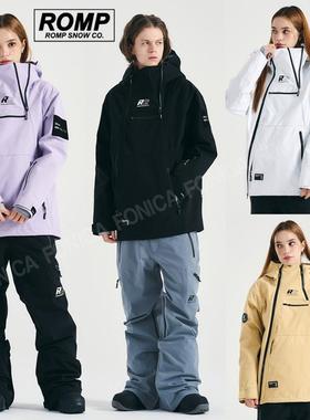 24ROMP韩国滑雪服男女款双板单板防水滑雪裤连帽开衫黄色紫色白色