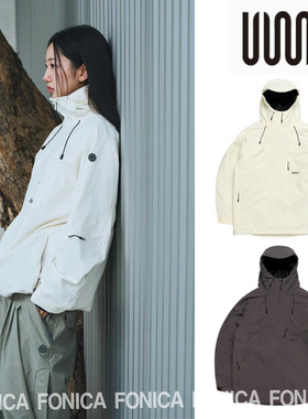 24USS2韩国滑雪服防水防风衣男女款单板双板连帽套头保暖白色加棉