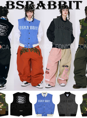 2526BSRABBIT韩国滑雪服马甲男女款单板双板开衫迷彩色蓝色