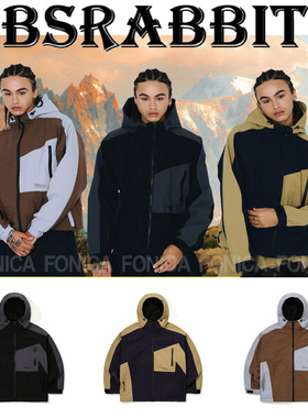 2526BSRABBIT韩国滑雪服衣男女款单板双板防水连帽开衫套装灰色