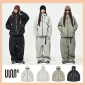 2526USS2韩国滑雪服防水防风衣男女款 单板双板连帽拉链保暖黑色3L