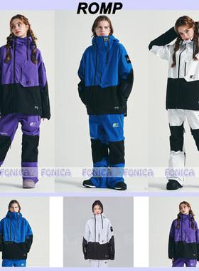 2324ROMP韩国滑雪服衣男女款单板双板防水防风连帽套头紫色白色