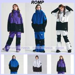 2324ROMP韩国滑雪服衣男女款单板双板防水防风连帽套头紫色白色