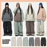 2526USS2韩国滑雪裤 男女款 单板防水防风耐磨宽松肥大直筒粉色白色