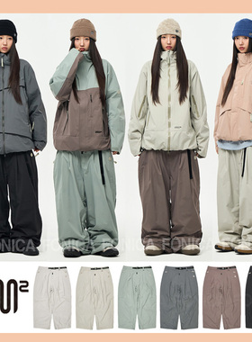 2526USS2韩国滑雪裤男女款单板防水防风耐磨宽松肥大直筒粉色白色