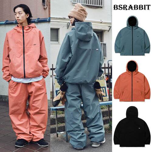 24BSRABBIT韩国滑雪服衣防水防风耐磨男女款双板单板拉链连帽橘色