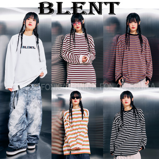 2526BLENT滑雪长款卫衣打底衫儿透气白色条纹黑色白色