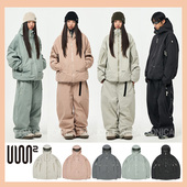 2526USS2韩国滑雪服防水风衣男女款 单板双板连帽拉链保暖乳白色3L